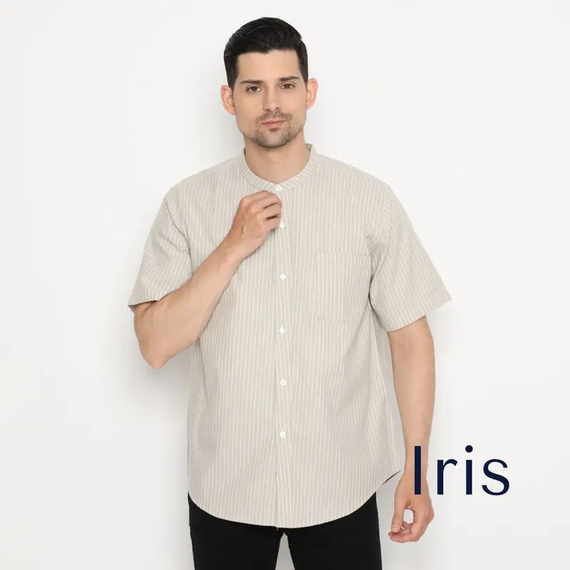 IRIS - ATASAN KEMEJA KOKO DEWASA POLOS KATUN SALUR PRIA LENGAN PENDEK KEMKO COUPLE AYAH ANAK 0