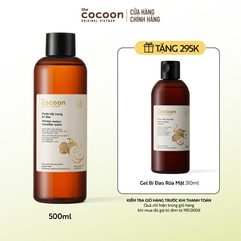 [COMBO MUA 1 NHẬN 2] Bigsize - Nước tẩy trang bí đao Cocoon tẩy sạch makeup & giảm dầu 500ml Và Bigsize - Gel bí đao rửa mặt Cocoon giảm dầu & mụn 310ml