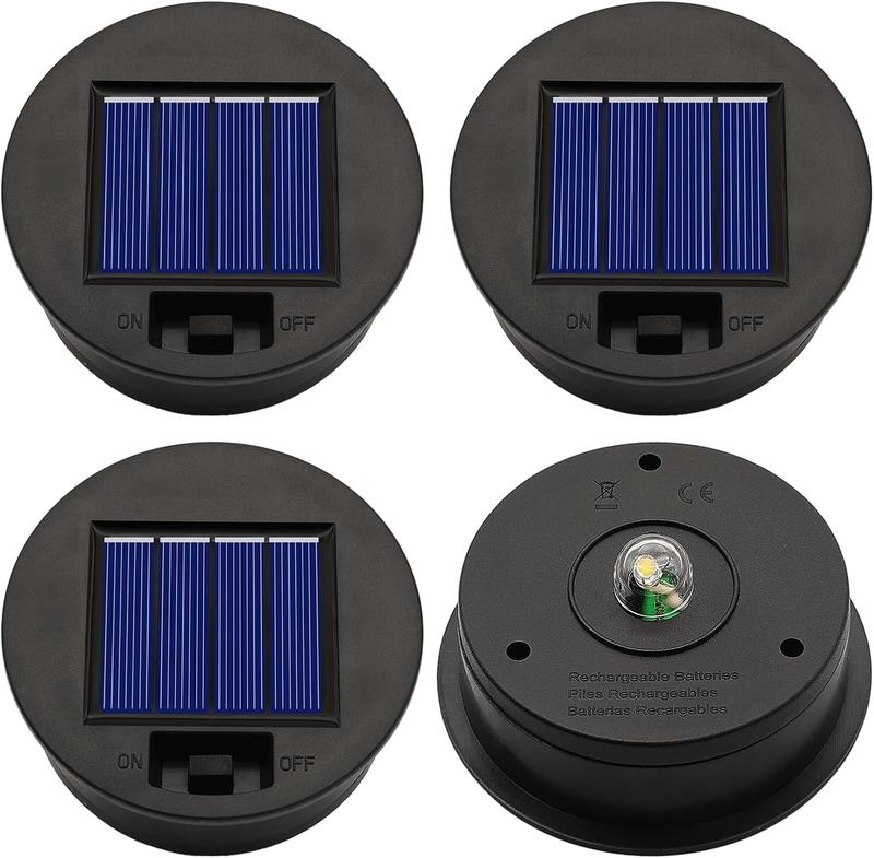 Solar Light Replacement Top – 3.35 Inch Panel Lid With LED String, Weatherproof For Garden Globes, Fence & Flower Bed Lights