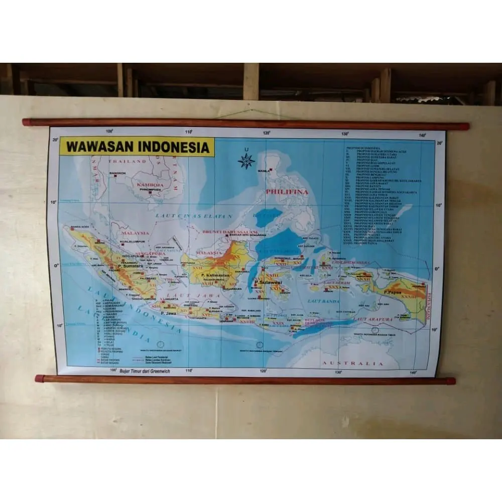 Peta Gulung Peta Indonesia Peta Dunia Ukuran 80×120cm Free Design Stationery