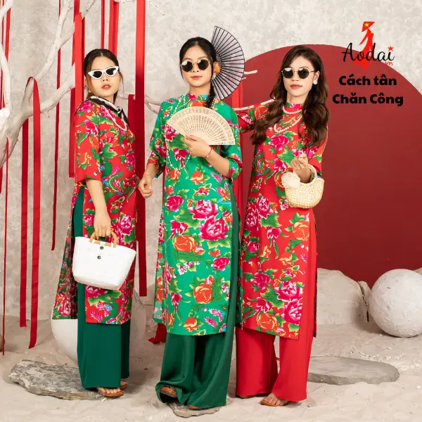 ÁO DÀI CÁCH TÂN LỤA NHẬT HỌA TIẾT CHĂN CON CÔNG HOA PHÙ DUNG CHO NỮ NHIỀU MÀU Nhung Women Dress aodailua vaytet