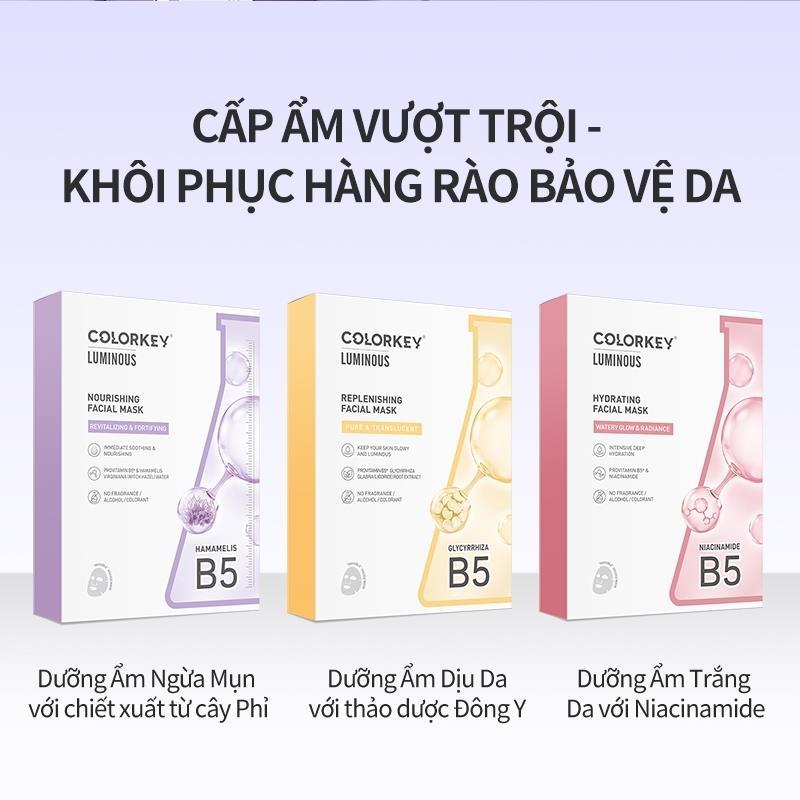 {Beiling Beauty Makeup} Mặt Nạ Giấy Cấp Ẩm Colorkey Luminous Vitamin B5 Facial Mask 25ml Skincare Collagen 0