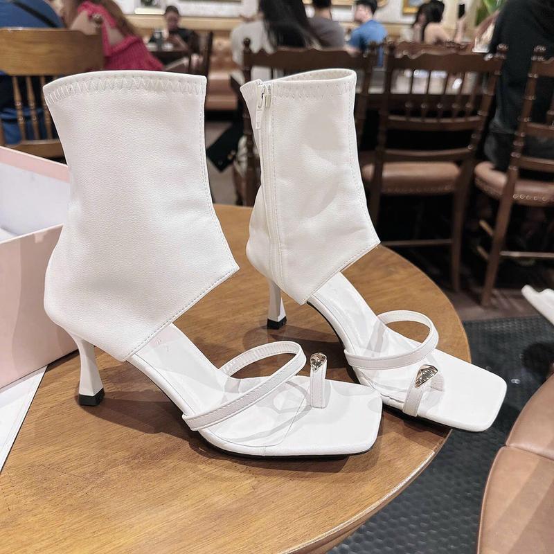 Bốt Nữ Cổ Thấp Gót Cao 7cm Giày Boot Cao Gót Xỏ Ngón Thời Trang Đi Thoáng Mát Lên Chân Cực Xinh Giày Đẹp Storevn TD44 DéP Shoes Len