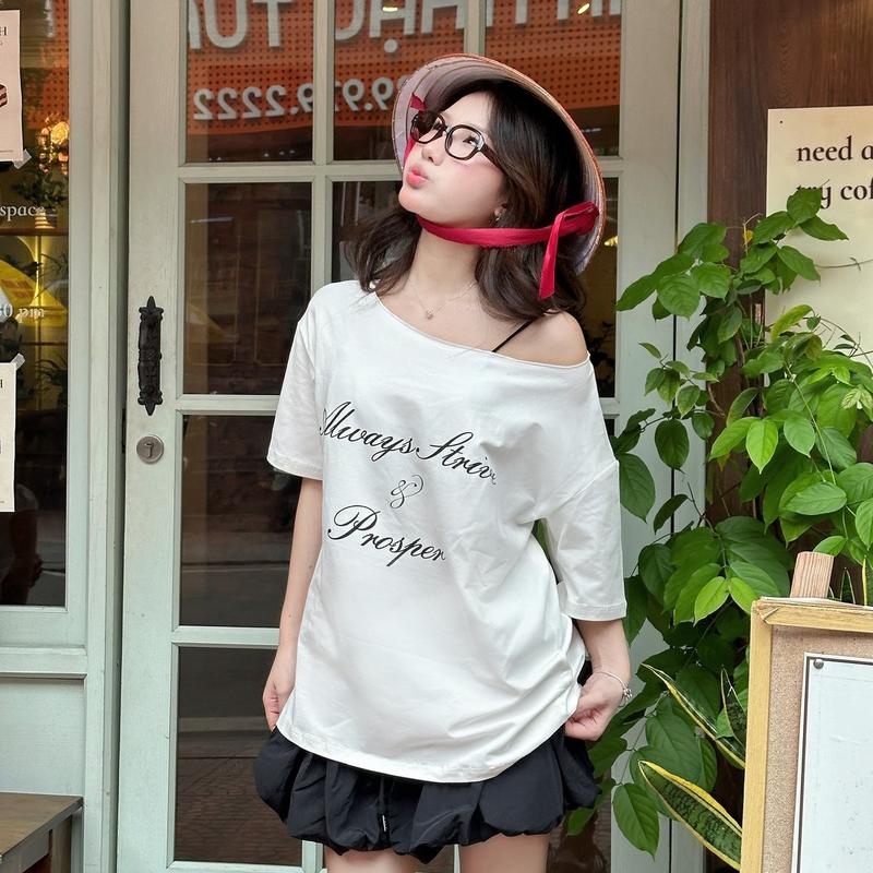 Áo Thun Nữ Trễ Vai - Kraken Drk cotton co giãn 4 chiều Women Top T-shirts Voi 1