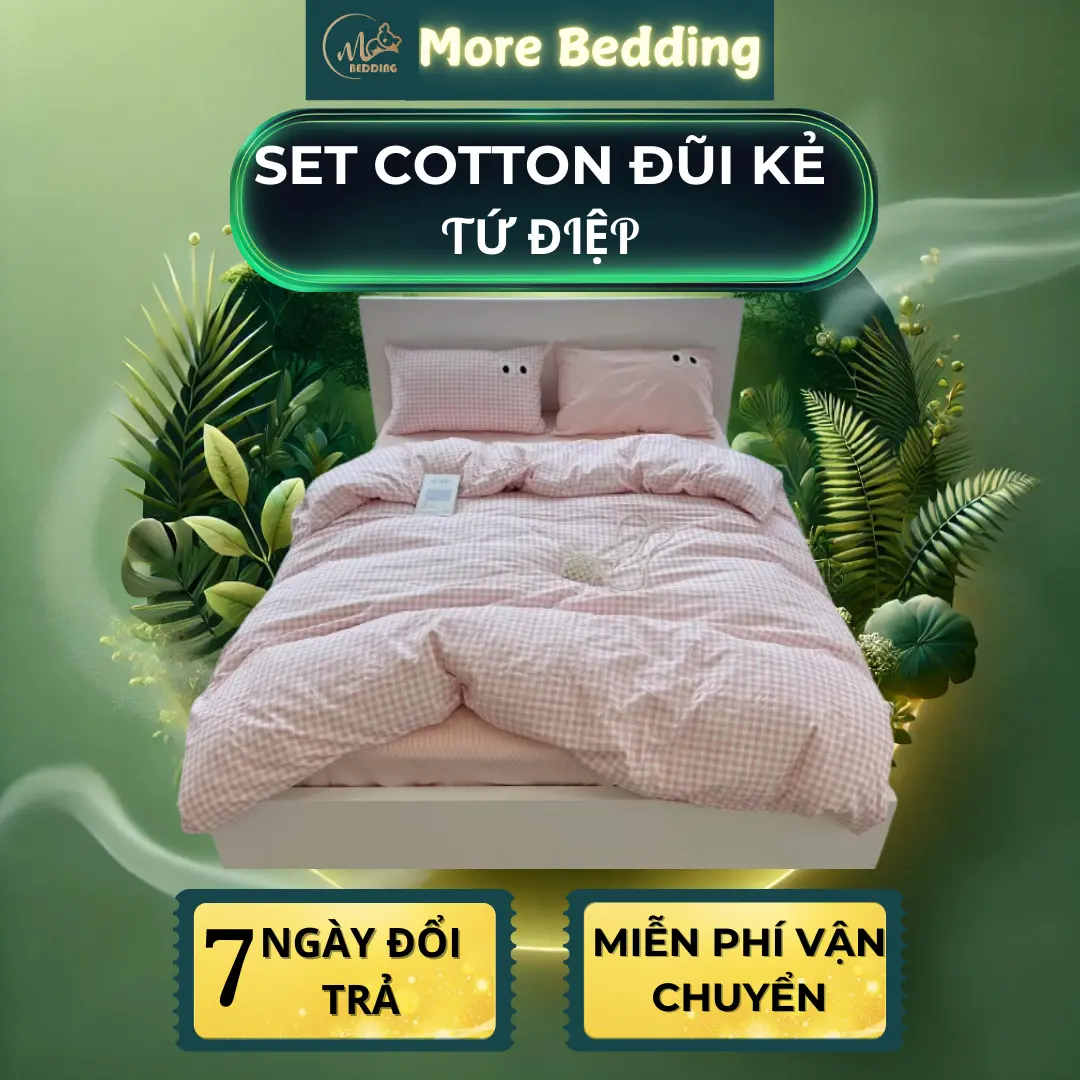 Set 4 Chăn Ga Gối Đũi Sọc Kẻ Phong Cách Hợp Lứa Tuổi Mát Mẻ Thấm Hút Dày Dặn - Tứ Điệp