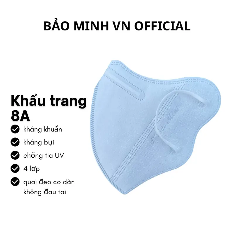 [200 chiếc]  Khẩu trang 8A Bảo Minh chống tia UV, kháng khuẩn và chống bụi - Phụ Kiện, Accessories Women Khuyên Tai Nhung Hoa 1