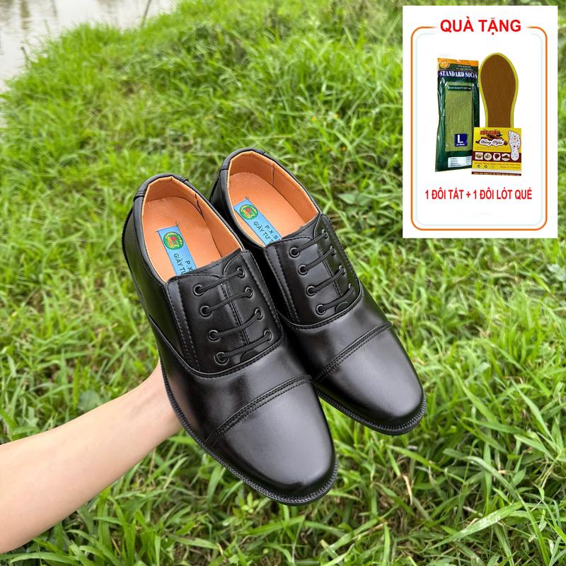 Giày Da Nam Trung niên mã GT01, Tặng Kèm Tất Xanh và Lót Quế, Giày Đã Khâu Đế Chắc chắn