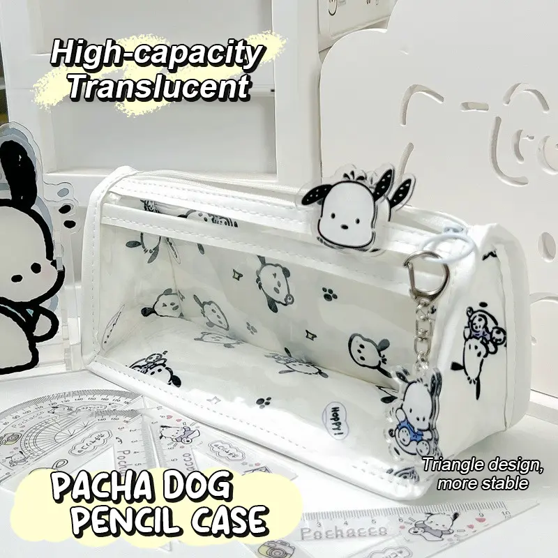 Hộp Đựng Bút Chì Hello Kitty, Kawaii Và Trong Suốt, Sanrio Pochacco, Túi Đựng Bút, Dung Tích Lớn, Túi Đựng Mỹ Phẩm Chuột Lang Nước, Túi Sắp Xếp Văn Phòng Phẩm 1