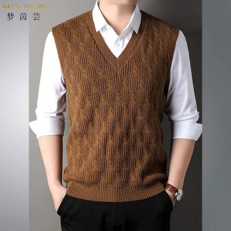 Áo Ghi Lê Áo Len Trơn Thường Ngày Cho Nam, Hàng Mới Về Mùa Thu Và Mùa Đông, Áo Ghi Lê Không Tay Áo Ghi Lê Dệt Kim Giữ Nhiệt Dày Dặn, Thích Hợp Cho Nam Menswear