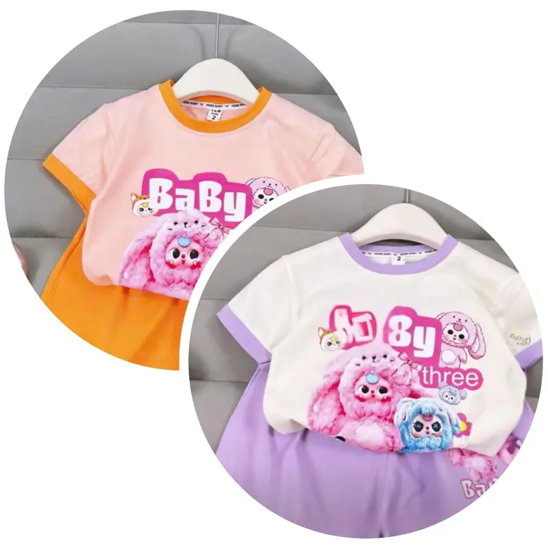 COMBO 4 Bộ Quần Áo trẻ em in hình babythree , Hình in 5D Hoạ Tiết Xinh Xắn Dành Cho Bé Gái 8 -43kg M07 2
