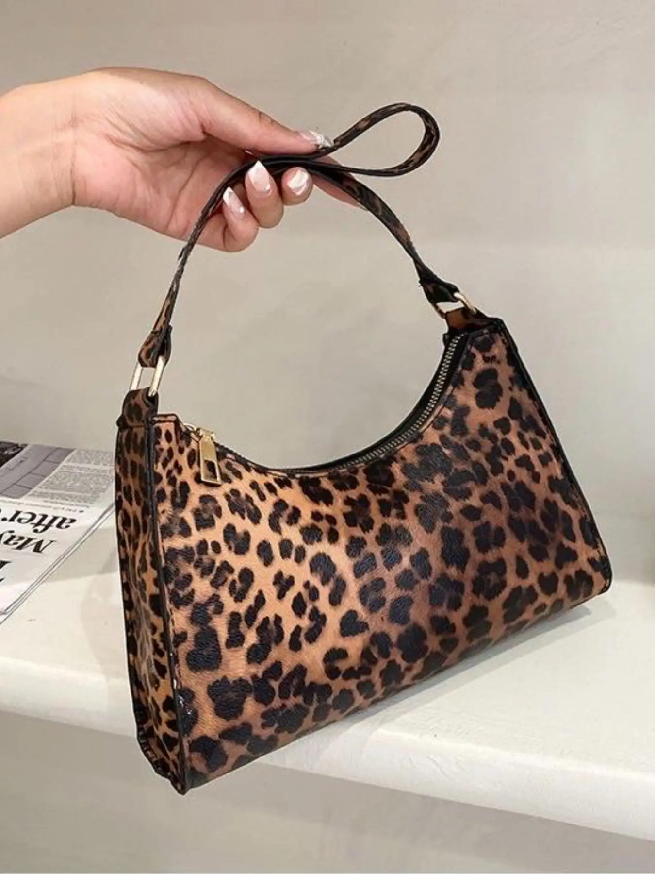 Women's Fashion Leopard Pattern Baguette Bag,  Trendy All-match Underarm Bag, Simple All-match Bag for Daily Life for Women & Girls