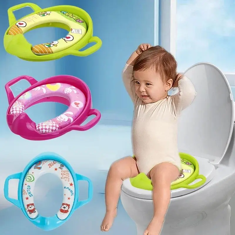 Children's Toilet Seat Plus Size Cartoon Soft Baby Toilet Seat Portable Male and Female Toilet Training Chair