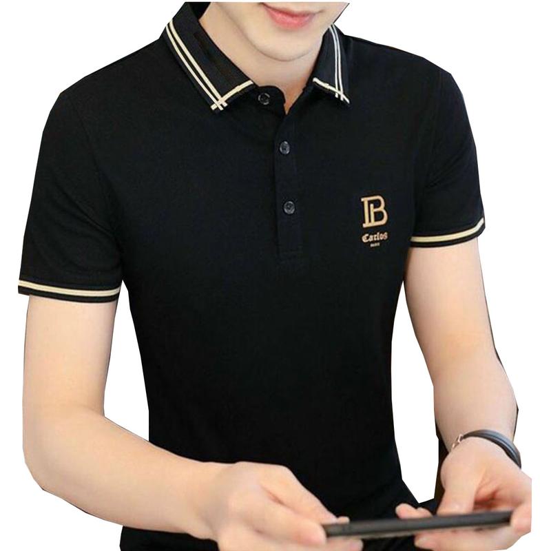 Áo thun nam có cổ tay ngắn thêu họa tiết B mẫu đẹp