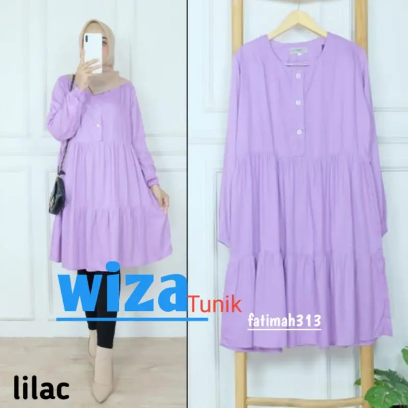 Wiza Tunik Polos Jumbo Bahan Rayon Size L-XXXL Ld 100-130 By Fatimah313 Kancing Muslim Panjang Wanita Rempel Atasan Twill 1