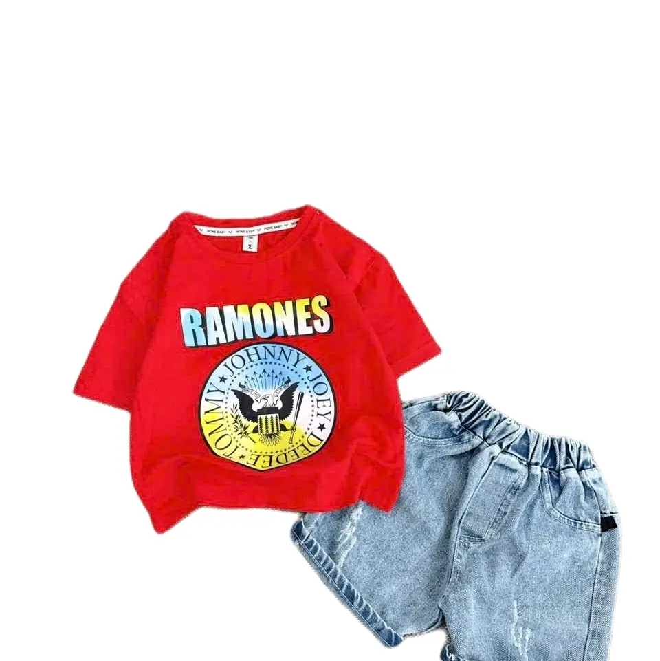 Bộ đồ bé trai áo thun quần jeans sành điệu, phong cách năng động size 1-10 - Cotton
