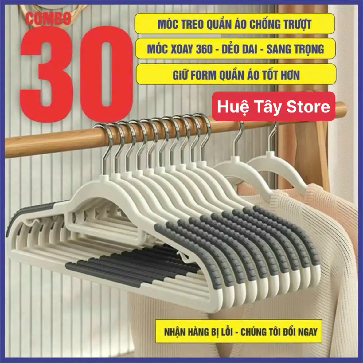 [Hàng Mới] Combo Móc Treo Quần Áo Chống Trượt , Móc Xoay 360, Dẻo Dai, Sang Trọng, Giữ Form Quần Áo. Nhần Hàng Lỗi Đổi