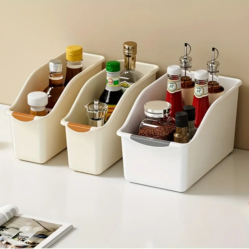 2pcs Curved Plastic Multifunctional Storage Bins Set - Ideal for Home Organization and Cleaning Products - Baskets, Bins & Containers Boxes Organiser 4