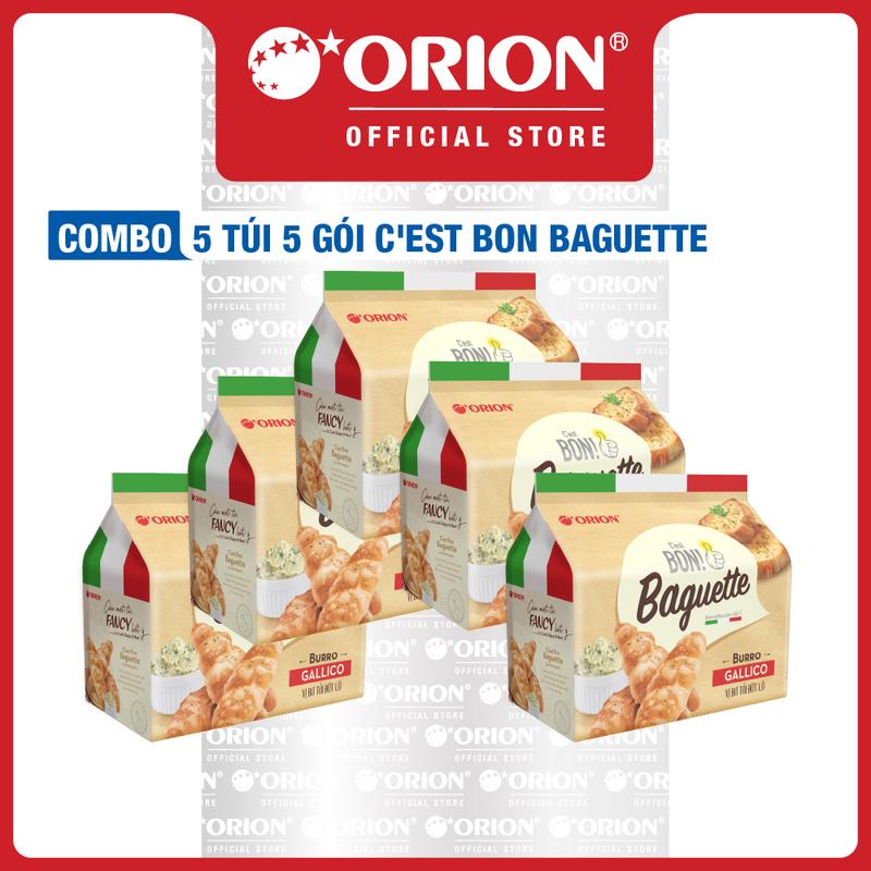 Combo 5 Túi 5 Gói Bánh nướng giòn C'est Bon Baguette Vị bơ tỏi đút lò (180g)