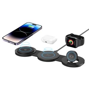 Foldable 3 In 1 Fast Charging Station, 1 Count 15W Magnetic Wireless Charger Stand, Portable Wireless Charger for iPhone iWatch AirPods