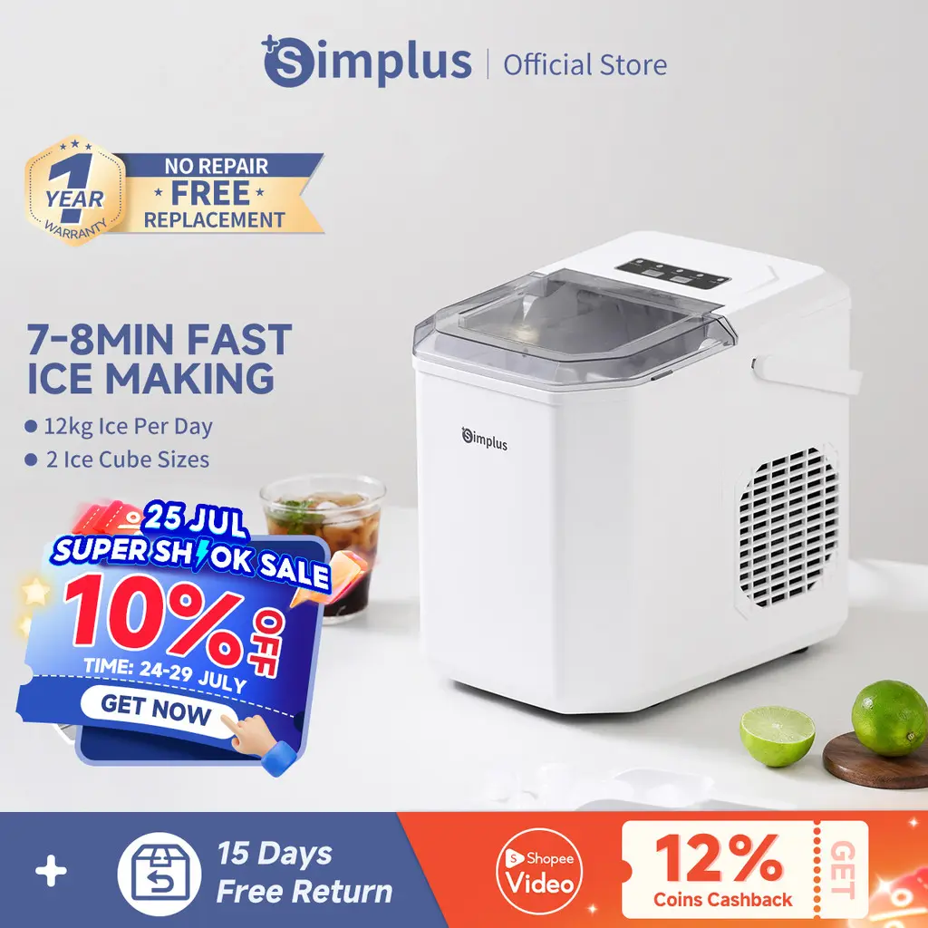 Simplus Ice Maker Electric Automatic Self Clean Function Ice Making ...