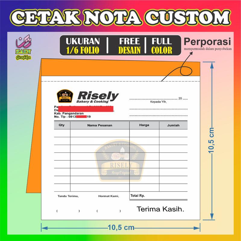 cetak nota 1/6 folio custom desain sesuai keinginan, invoice, surat ...