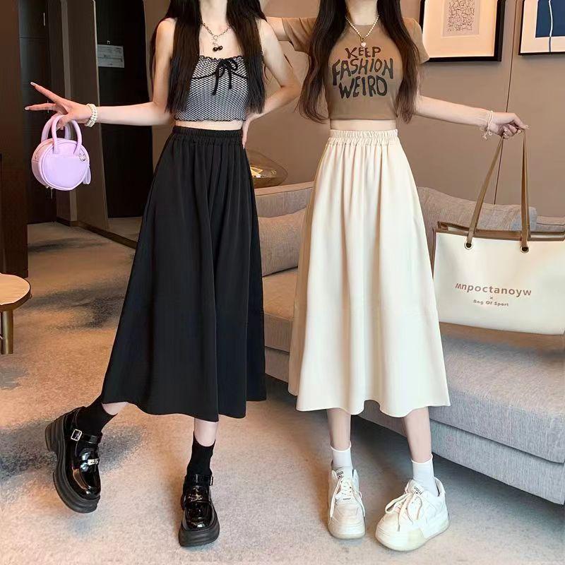 Váy Xếp Ly Cổ Điển Màu Trắng, Ngoại Cỡ Cho Nữ, Váy Mùa Hè, Cạp Cao, Xếp Ly Chữ, Lớn, Che Bụng, Mỏng Women 4