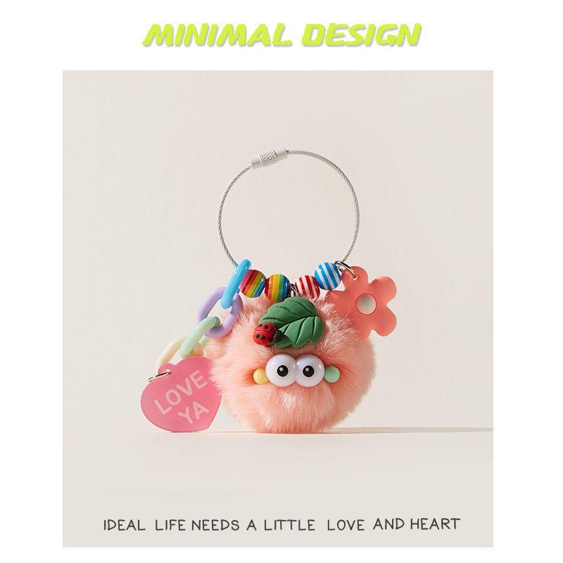 Product Introduction of Original Cute Blush Ladybug Car Briquette Schoolbag Handbag Pendant Plush Doll Pendant Key Ring Doll 8