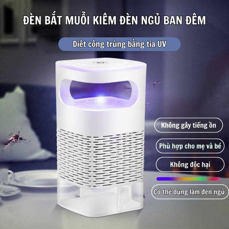 Loai 1 Đèn Bắt Muỗi Tia UV Cao Cấp Máy Bắt Muỗi Diệt Côn Trùng Thông Minh Có Quạt Hút Cổng USB Chính Hãng Tích Điện