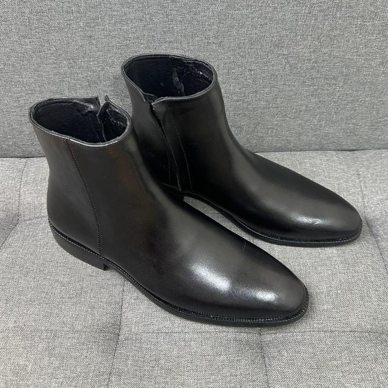 Giày Chelsea Boots Zip Da Bò Đế Phíp Gỗ Tăng Chiều Cao Viboots, Giày Boot Nam Da Thật Cao Cấp