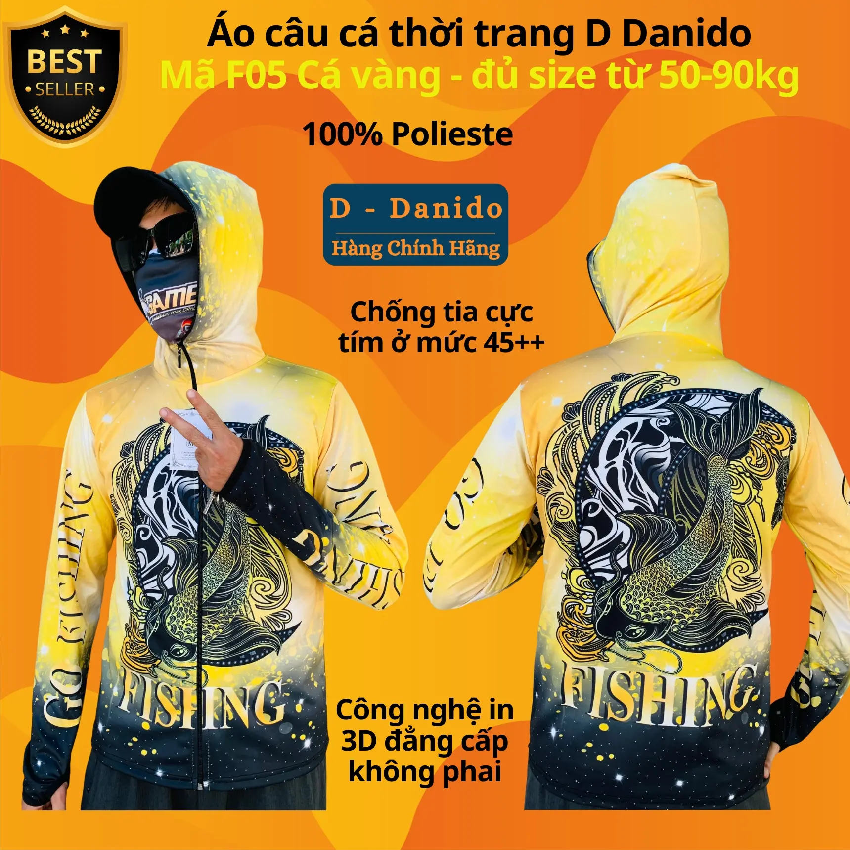 Áo câu cá thời trang chống nắng F05 F06 và F10 chất liệu chống tia UV đủ size từ 50-85kg chính hãng D Danido Sport