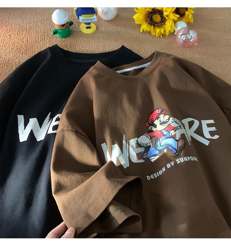 Product Introduction of Short sleeved T-shirt Women's Funny Cartoon Print Couple Summer New Round Neck Loose Men's and Women's Top 8