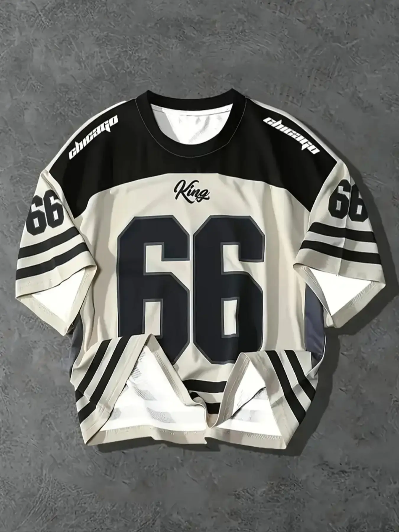 Men's 66 Number Print T-shirt, Casual Sports Jersey, Breathable Crew Neck T-shirt