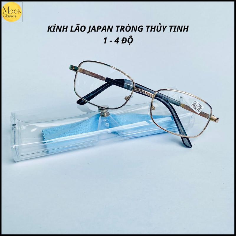 L1 - Kính Lão Japan Xịn Tròng Thủy Tinh Xịn Chống Trầy Xước Từ 1.0 - 4.0 Độ. Gọng Titan Sán Bóng - Tặng Kèm Hộp Và Khăn Lau - Freeship Kính Mắt