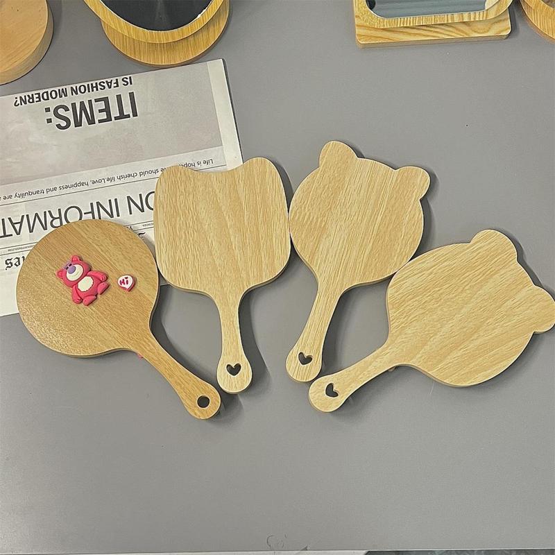 Product Introduction of New High-end Handheld Niche Rectangular Princess Makeup Mirror with Wooden Handle, High-definition Portable Pocket Mirror 22