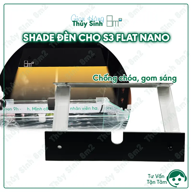 Shade Đèn S3 Cho Đèn Flat Nano S3 Thủy Sinh | Chống Chói Mắt, Gom Sáng, Thẩm Mĩ | 8m2 0