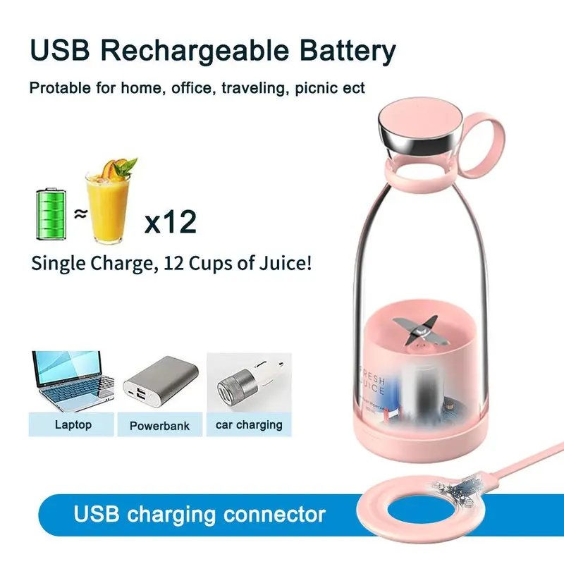 350ml Portable Electric Juicer, Multifunction Wireless Electric Juicer, Easy to Carry Juice Blender for Home, Office, and Travel 2