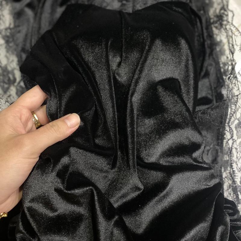 CHẤT NHUNG MÚT SỊN Đầm body maxi xẻ phối ren ( CÒN đen - đỏ đô ) Ôm gọn NHUNG Nữ Dress váy body xoắn eo 6