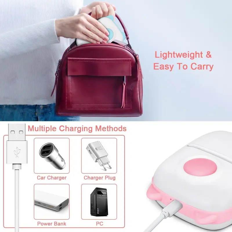 Portable Mini Printer, USB Rechargeable Photo Printer with 3 Rolls Print Paper, for Printing Photos, Notes, Receipts, List, DIY Plans, Memos 4