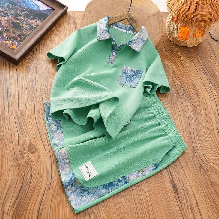 Set Bộ Quần Áo Bé Trai Phối Họa Tiết Chất Poly Mềm Mại Thoáng Mát, Đủ Size Cho Bé Đến 55kg