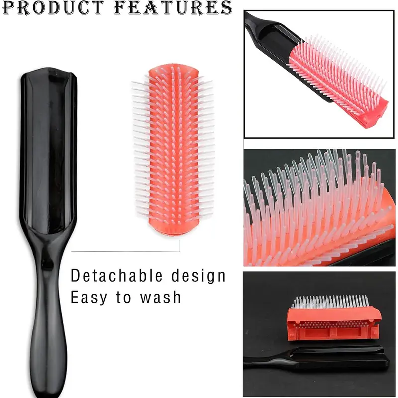 Hair Styling Tool Set, 4 Counts/set Detangling Hair Brush & Rat Tail Comb, Heatless Styling Grooming Tool for Curly Hair 6