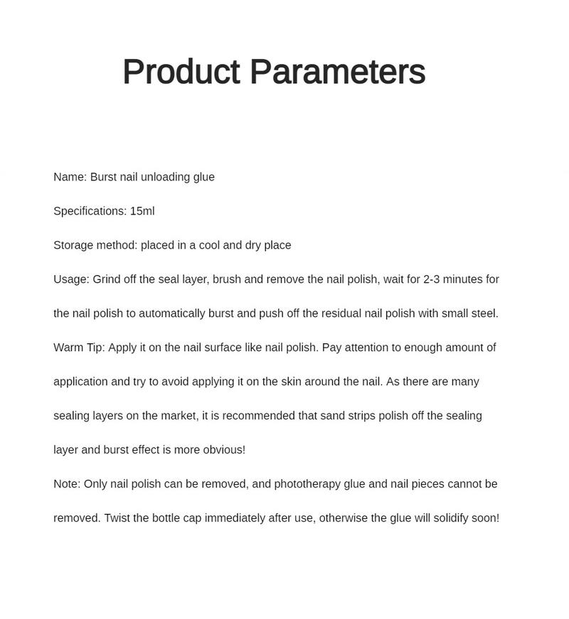 Product Introduction of 【Buy 1 Get 3 Free】AS 4pc Ungluing Agent Nail Special Remover Nail Water Wear Nail Glue Dissolving Liquid Nail Drilling Jewelry Powerful Removal Tool 35