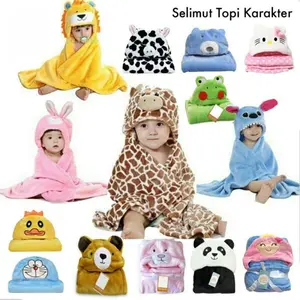 Selimut Bayi Topi Boneka 3D / Selimut Bayi Karakter Fleece