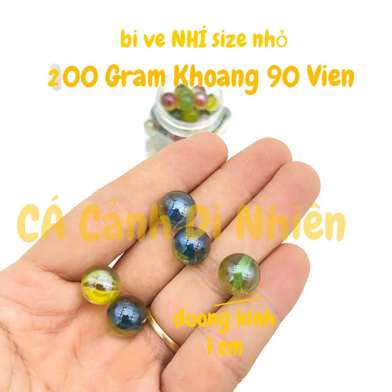 Bộ 100 viên bi ve NHÍ đủ màu size 1 cm bằng thủy tinh 200 gram