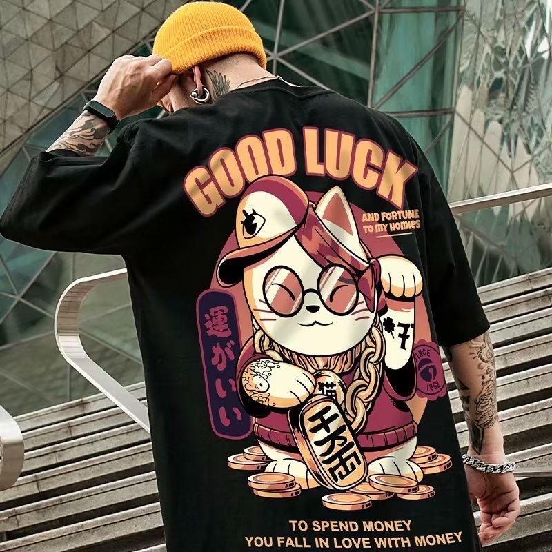 Áo Thun Nam Ngắn Tay, In Trắng Đen, Ngoại Cỡ M-4XL, [TEESHARKBUY] 3