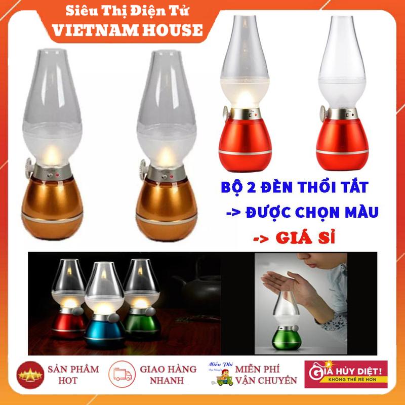 Đang Sale || Bộ 2 Cây Đèn Dầu Cảm Ứng Điện Tử LED Thổi Tắt - Đèn Thờ Cảm Ứng, Đèn Bàn Thờ Sạc Điện.