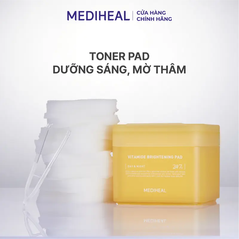 [Cơ Hội Cuối 24.05] Toner Pad MEDIHEAL Hỗ Trợ Làm Sáng Và Đều Màu Da Mediheal Vitamide Brightening Pad 180ml 100 Pads 0