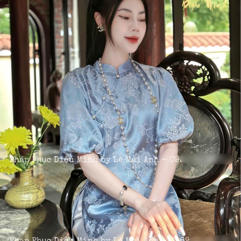 Bộ pháp phục đi chùa tay bồng chất liệu l.ụa 1