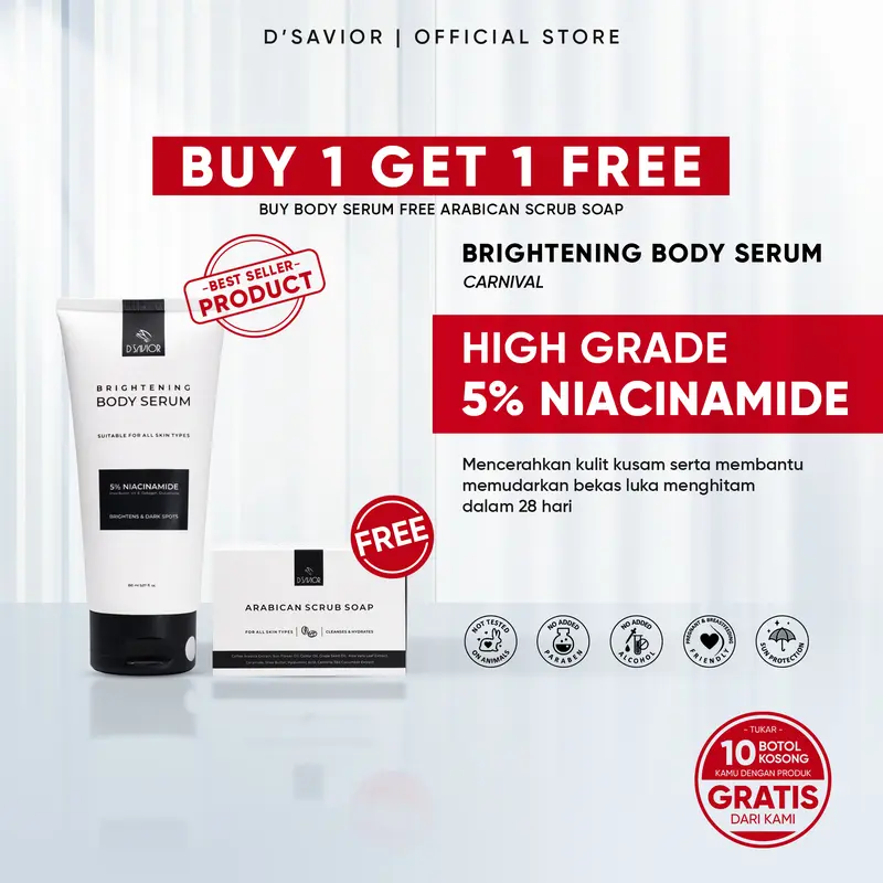 D'SAVIOR Brightening Body Serum Niacinamide 5% High Grade 150ml ...