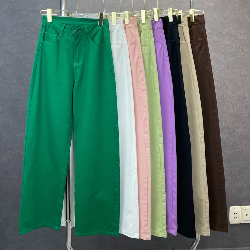 Quần Jean Nữ Ống Rộng Lưng Cao MASSEC - Chất Kaki Đứng Form, Nhiều Màu Sắc J01 0