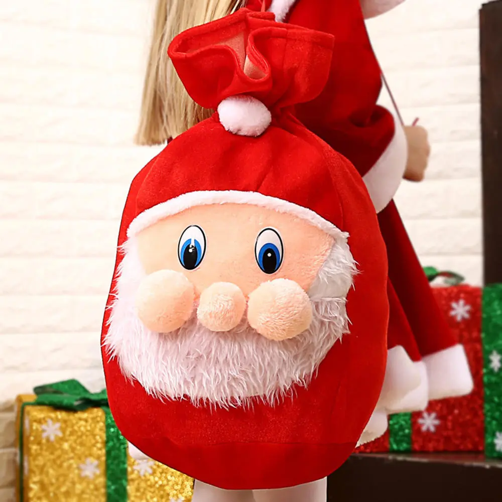 Large Drawstring Bag Gift 1pc Velvet Bunch Mouth Bag Red 33*46cm Gift Bag for Christmas Santa Claus Children DIY Handmad